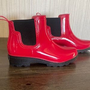 Red rain boots